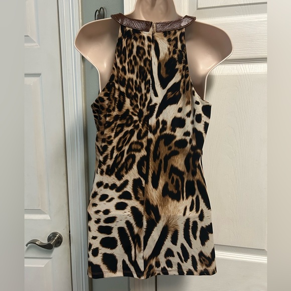 BOSTON PROPER Leopard Print Leather Embellished Tank Top XS - Picture 2 of 8